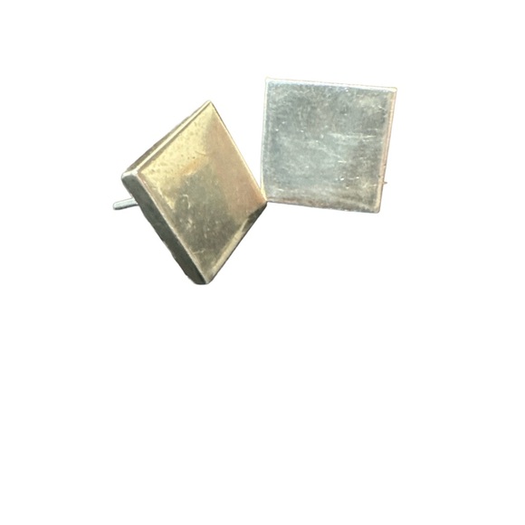 Vintage Taxco Earrings Sterling Silver 925 TS-22 Squared Mexico Post Stud 9.5g - Picture 2 of 12